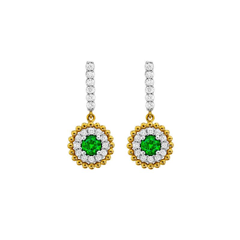 Diamond Emerald Drop Earrings-Diamond Emerald Drop Earrings EESPK00125