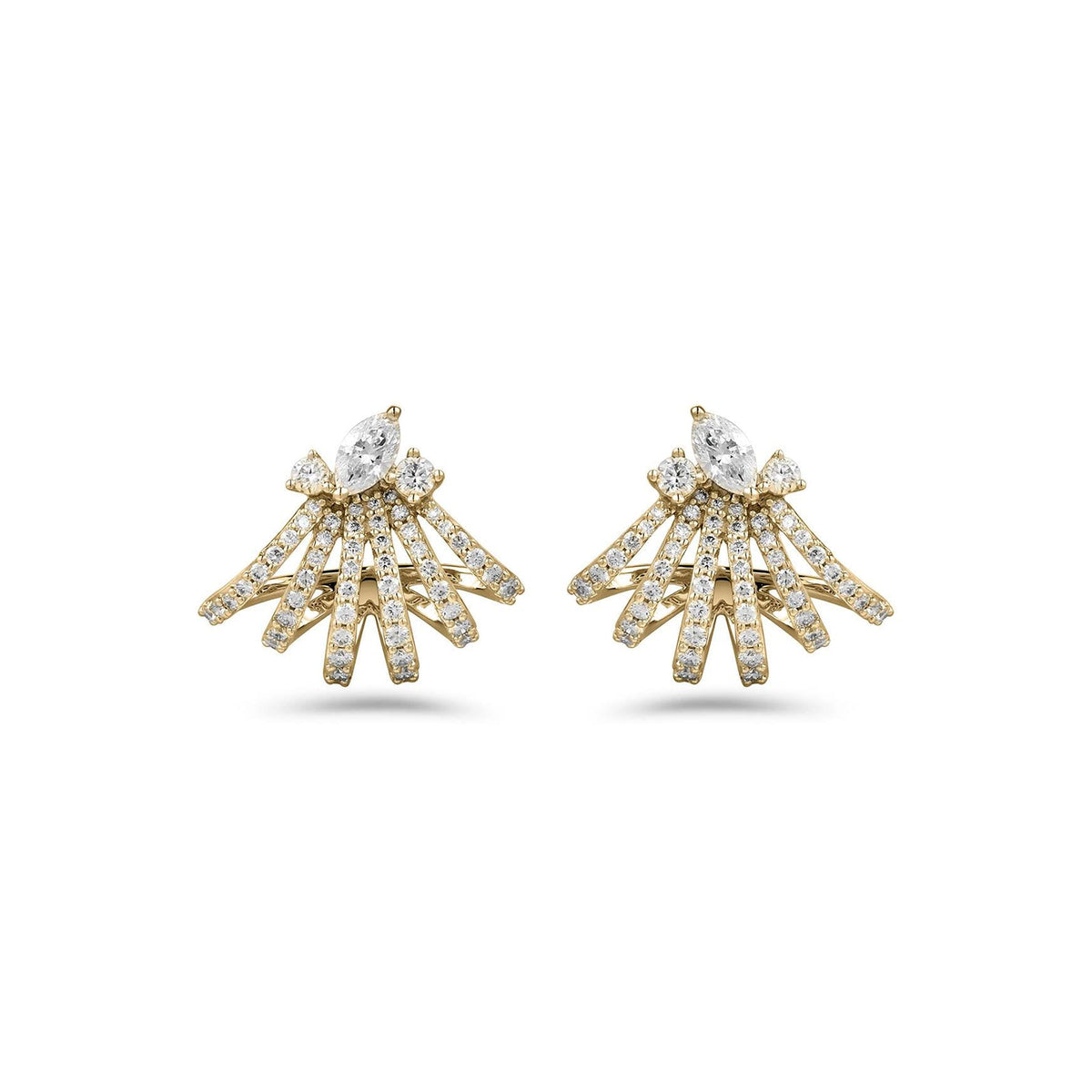 Diamond Fan Stud Earrings - DERTJ01900