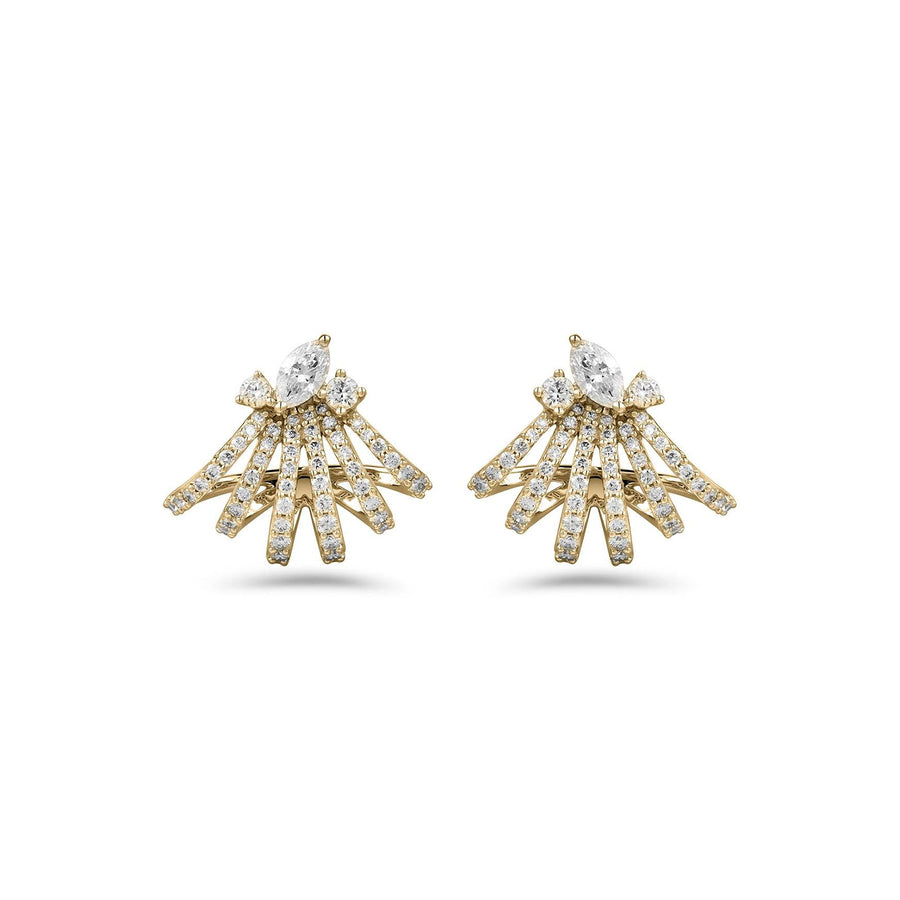 Diamond Fan Stud Earrings - DERTJ01900