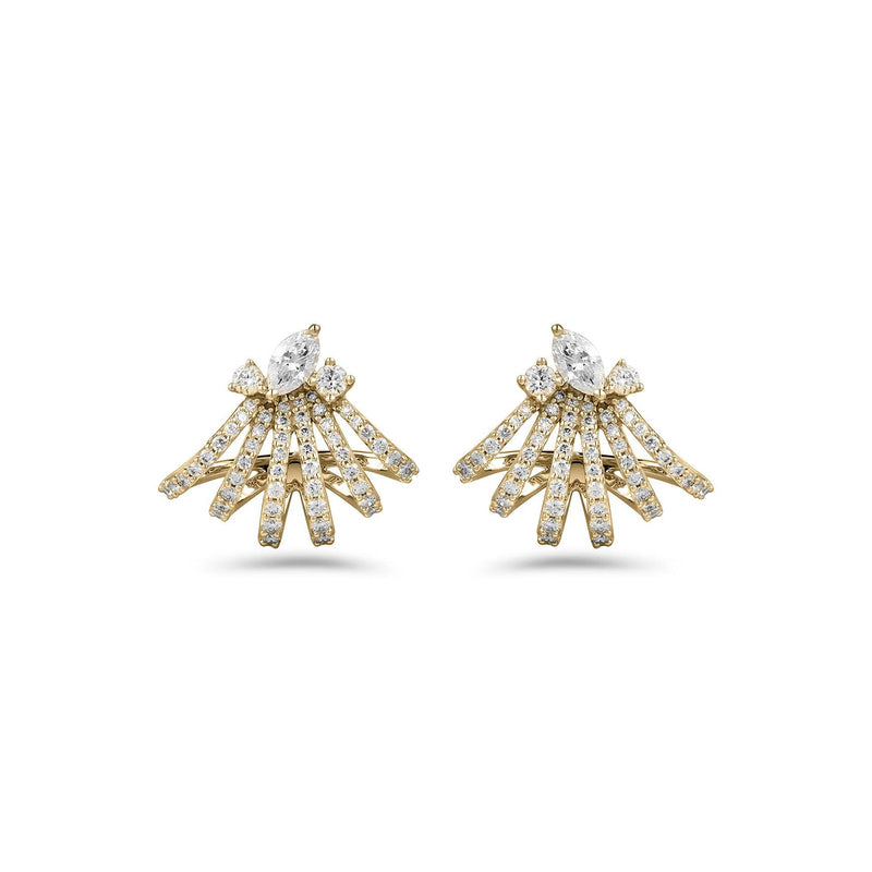 Diamond Fan Stud Earrings-Diamond Fan Stud Earrings - DERTJ01900