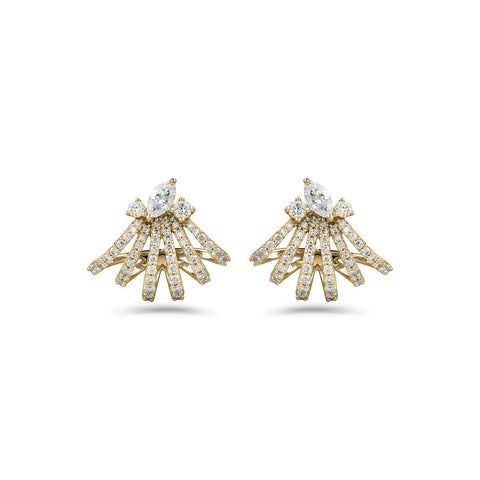 Diamond Fan Stud Earrings-Diamond Fan Stud Earrings - DERTJ01900