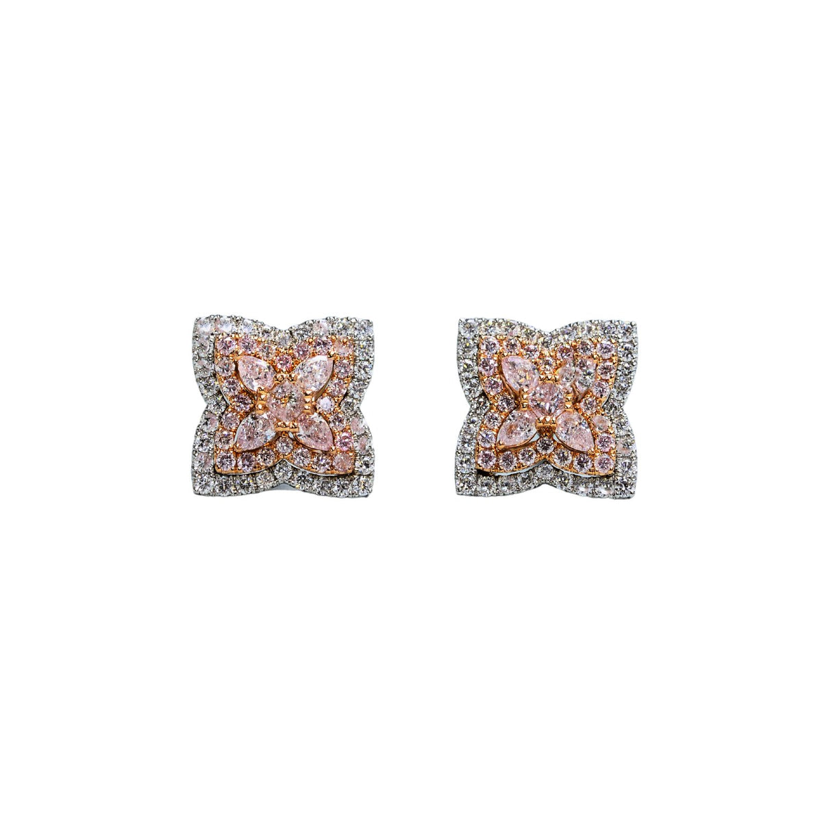 Diamond Floral Earring Studs - DEUJD00356