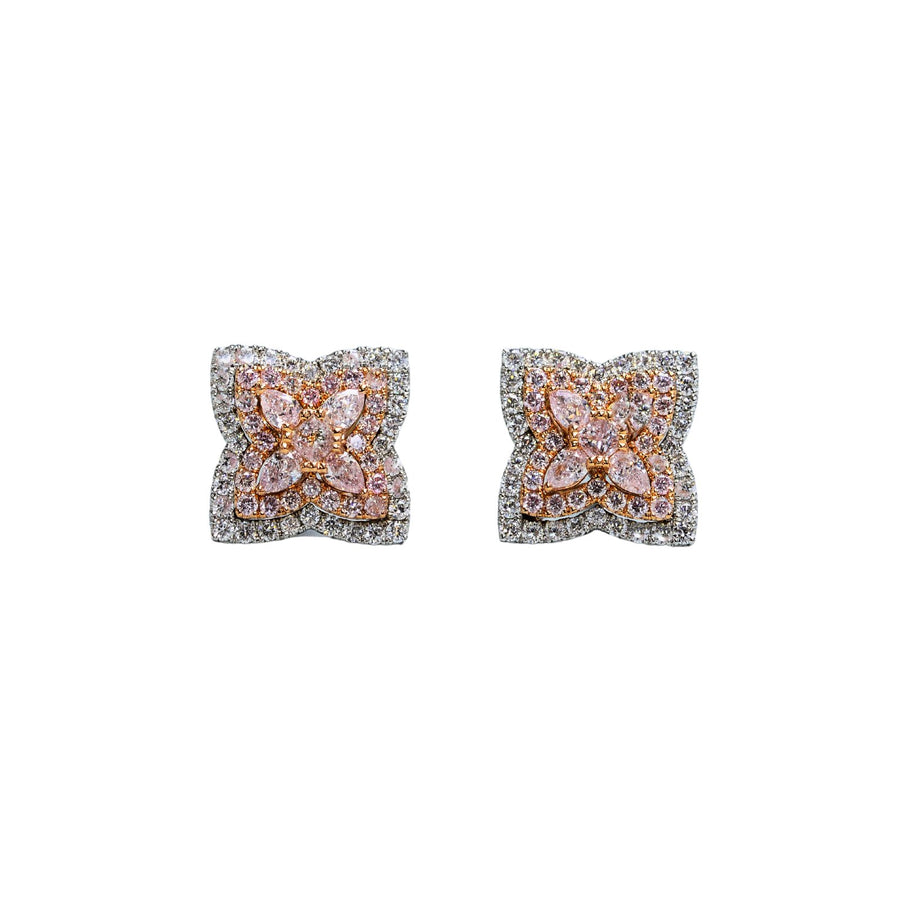 Diamond Floral Earring Studs - DEUJD00356