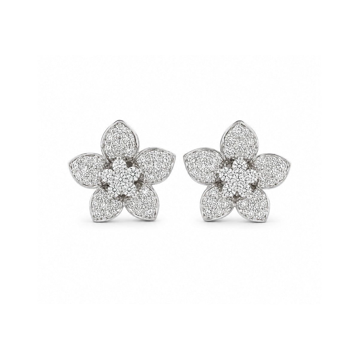 Diamond Flower Earrings - DEMXM00604