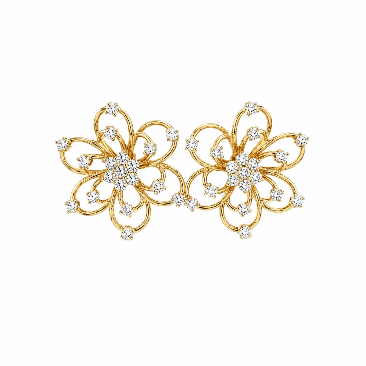 diamond flower earrings