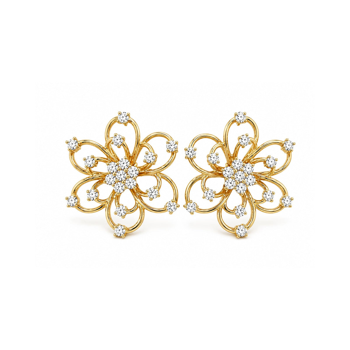Diamond Flower Earrings