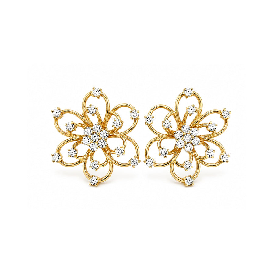 Diamond Flower Earrings