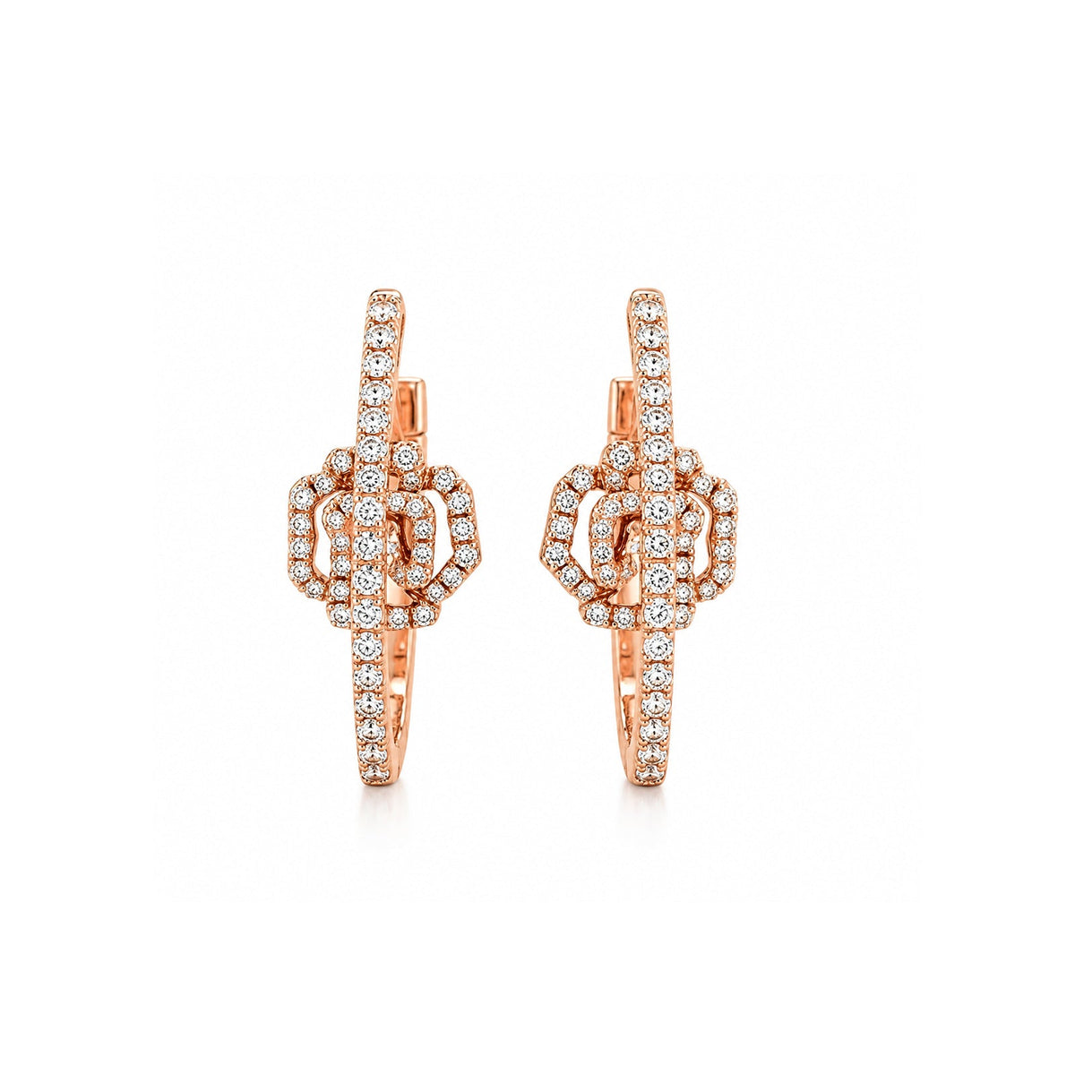Diamond Flower Hoop Earrings - DEHIY00046