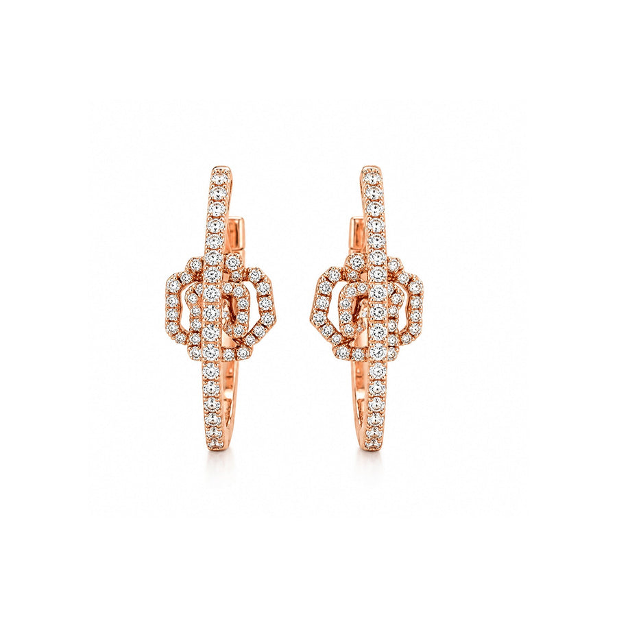 Diamond Flower Hoop Earrings - DEHIY00046