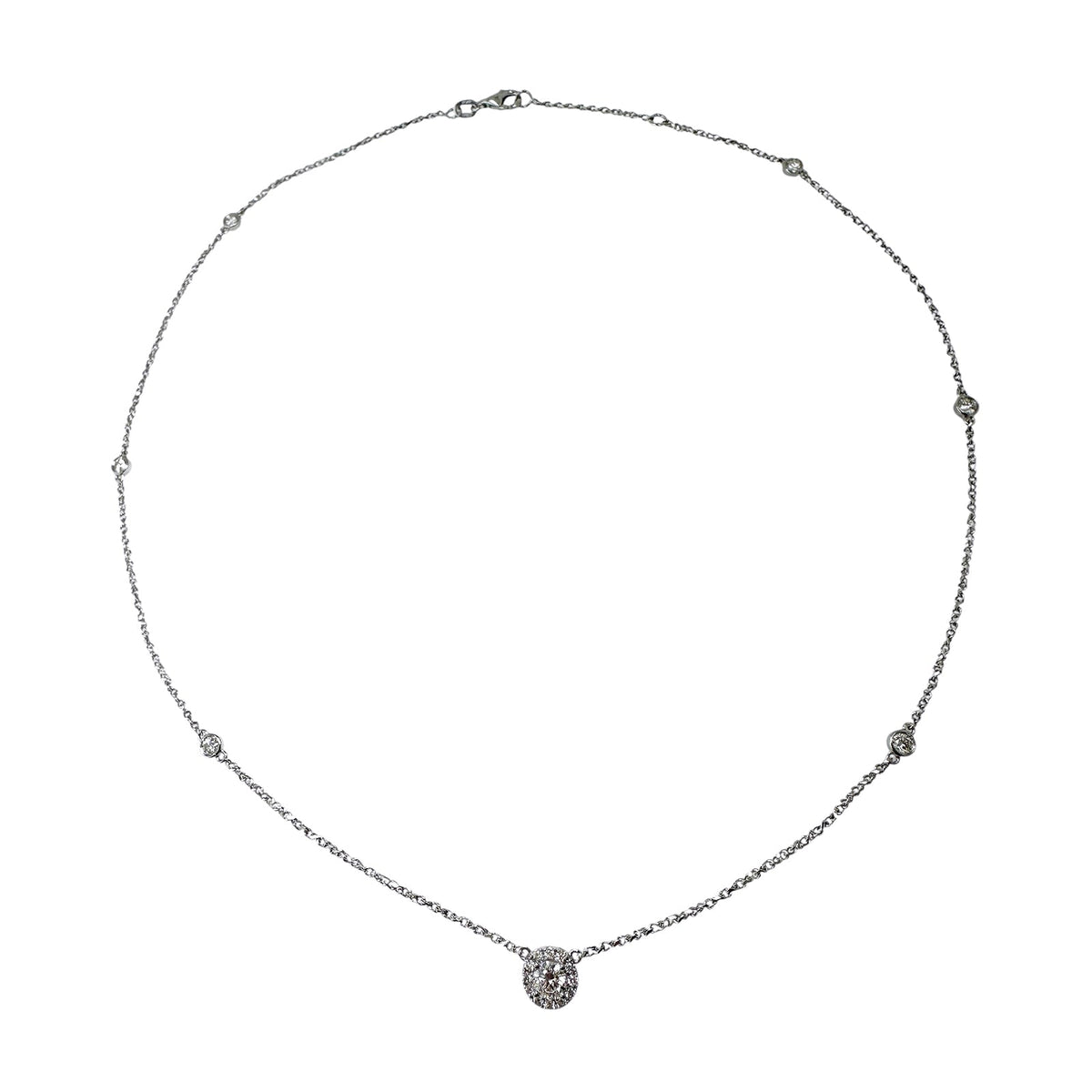 Diamond Halo Station Necklace - DNTIJ02366