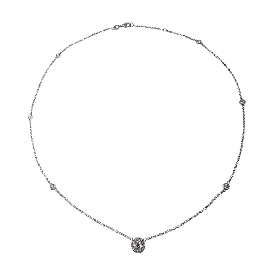 Diamond Halo Station Necklace - DNTIJ02366
