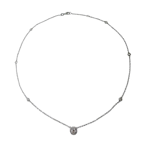 Diamond Halo Station Necklace-Diamond Halo Station Necklace - DNTIJ02366