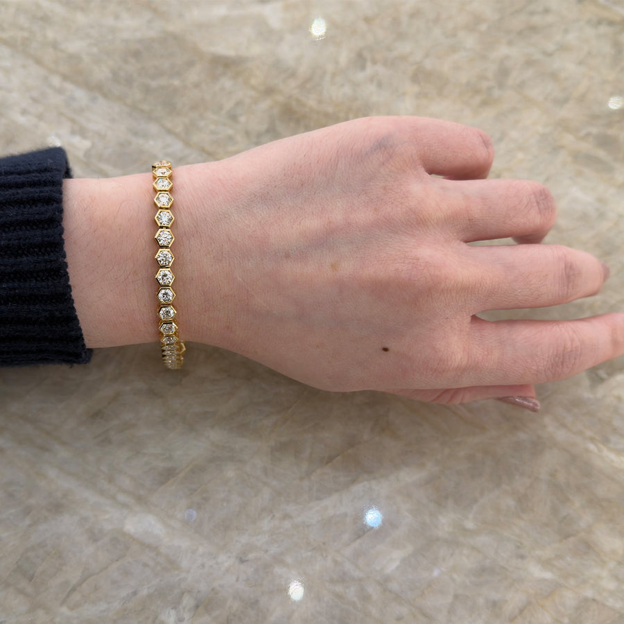 Diamond Hexagon Bezel Bangle - DBNKA01884