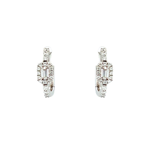 Diamond Huggie Earrings-Diamond Huggie Earrings in 18 karat white gold with diamonds totaling 0.29 carats.
