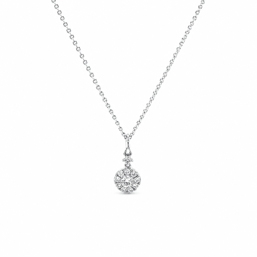 Diamond Pendant and Chain in 18 karat white gold.