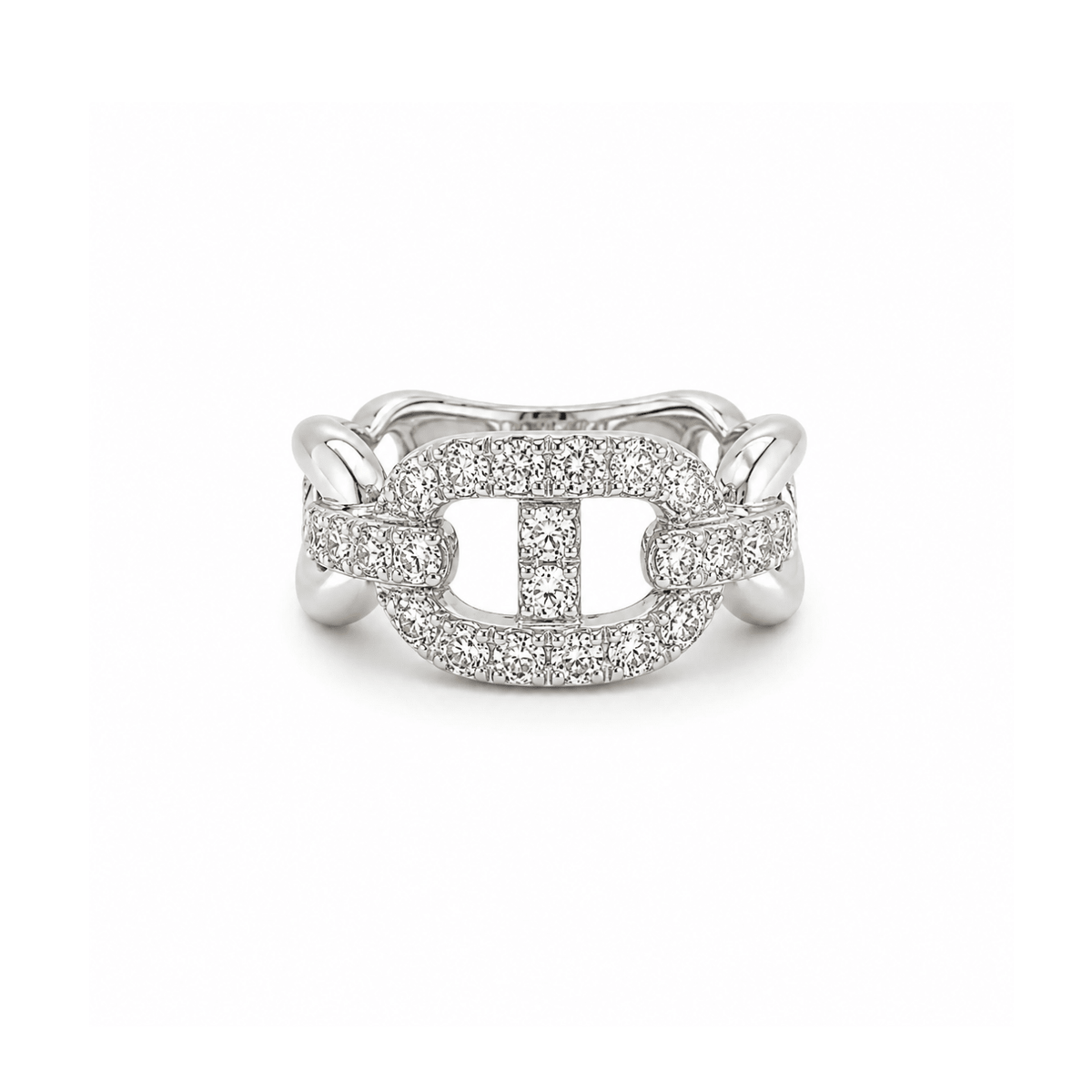18 karat white gold diamond ring. Diamonds totaling 0.76 carat weight