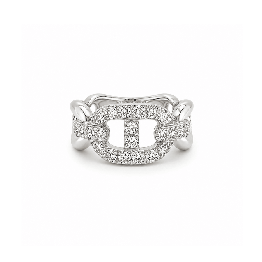 18 karat white gold diamond ring. Diamonds totaling 0.76 carat weight