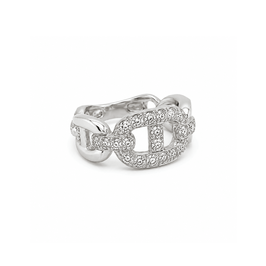18 karat white gold diamond ring. Diamonds totaling 0.76 carat weight