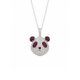 Diamond Ruby Panda Pendant Necklace-Diamond Ruby Panda Pendant Necklace