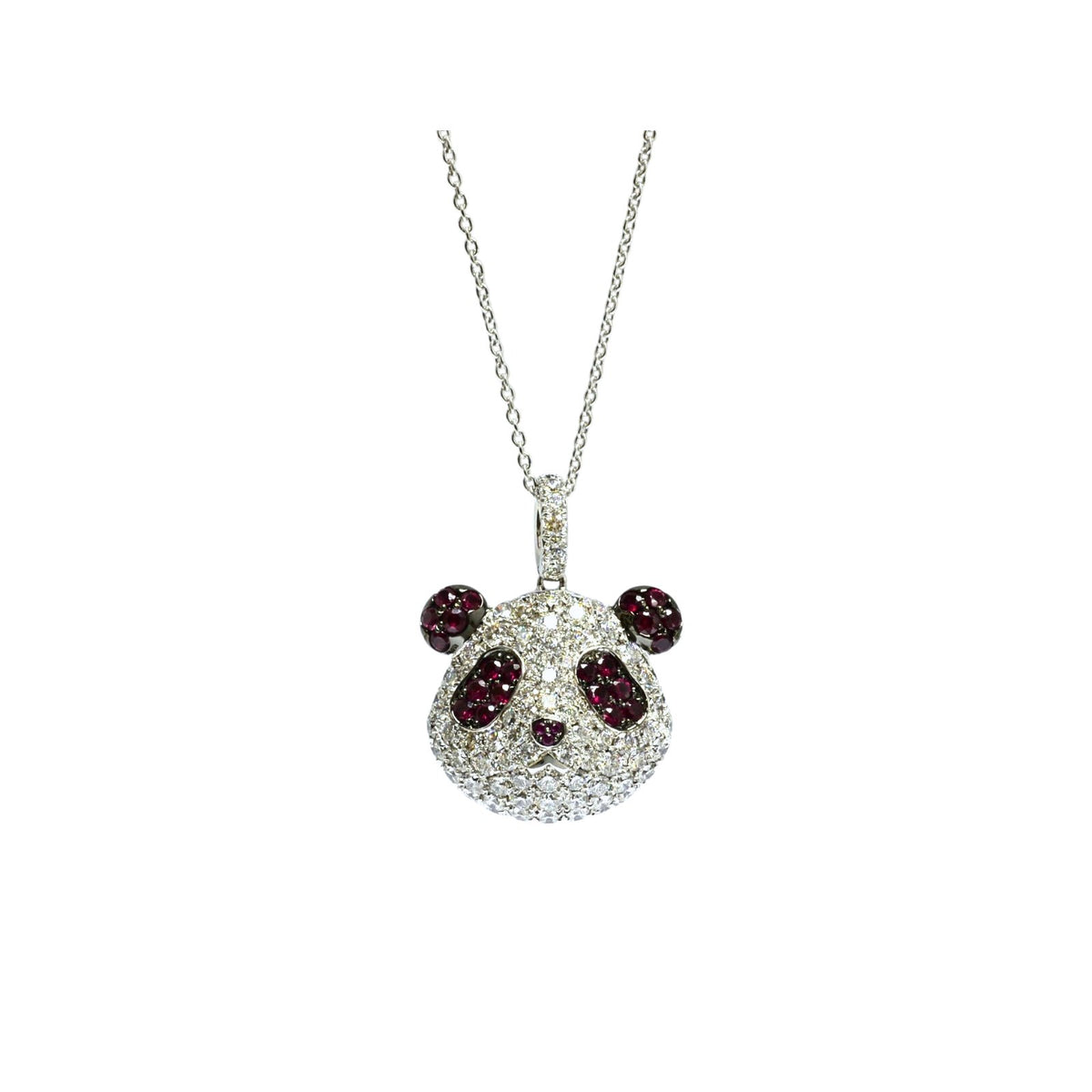 Diamond Ruby Panda Pendant Necklace - RNUJD00216