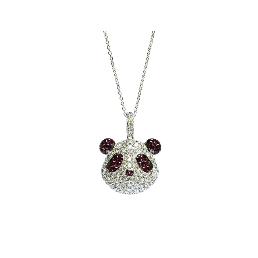 Diamond Ruby Panda Pendant Necklace - RNUJD00216