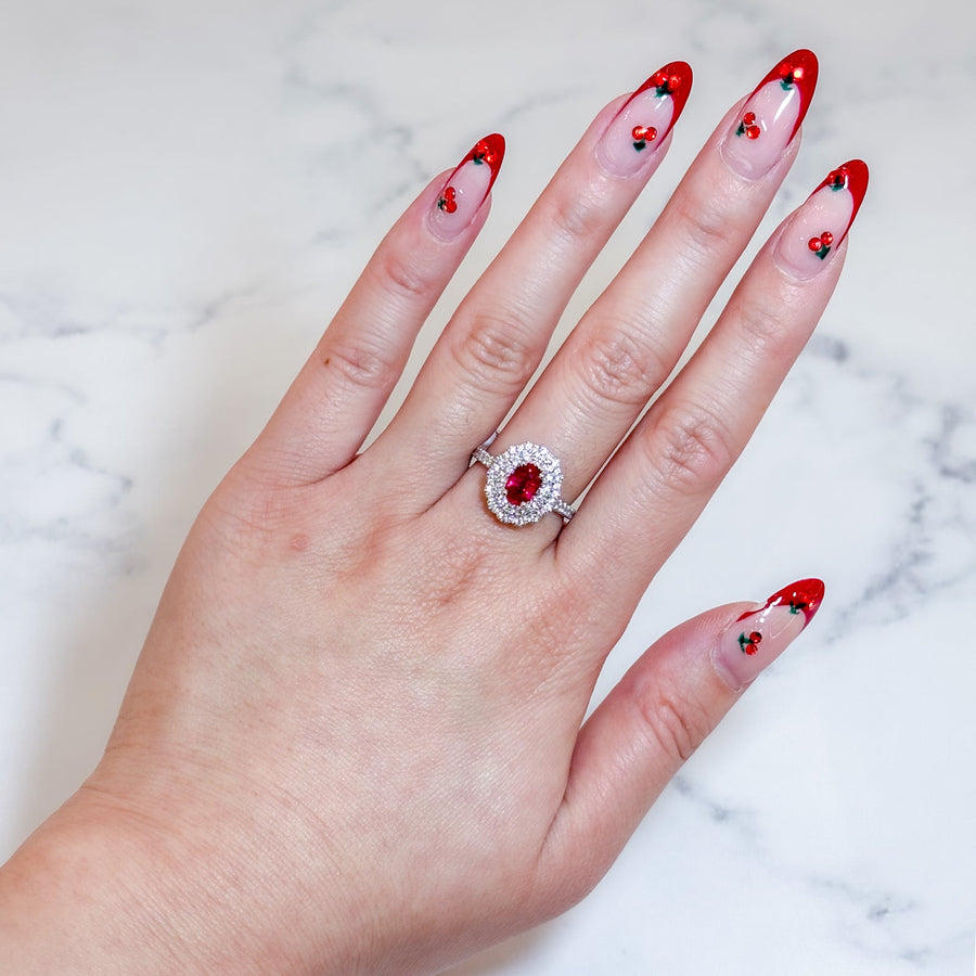 Double Halo Ruby Diamond Ring - RREDW00448