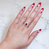 Double Halo Ruby Diamond Ring-Double Halo Ruby Diamond Ring - RREDW00448