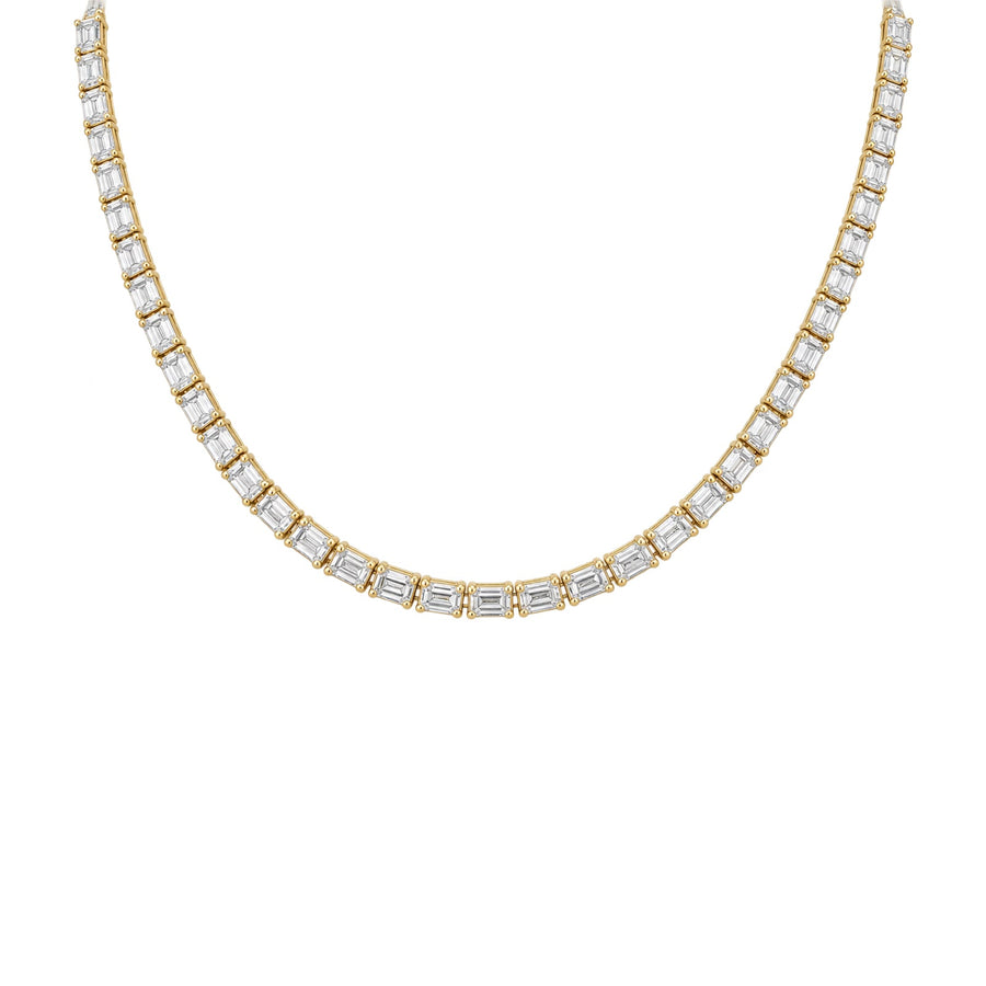 East-West Emerald Cut Diamond Tennis Necklace