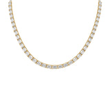 East-West Emerald Cut Diamond Tennis Necklace-East-West Emerald Cut Diamond Tennis Necklace