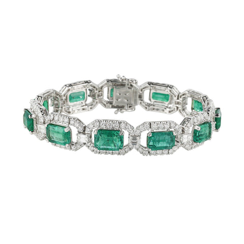 Emerald and Diamond Bracelet-Emerald and Diamond Bracelet - EBNEL00064