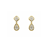 Emerald and Pear Cut 18K Diamond Drop Earrings-Emerald and Pear Cut 18K Diamond Drop Earrings - DENKA04694
