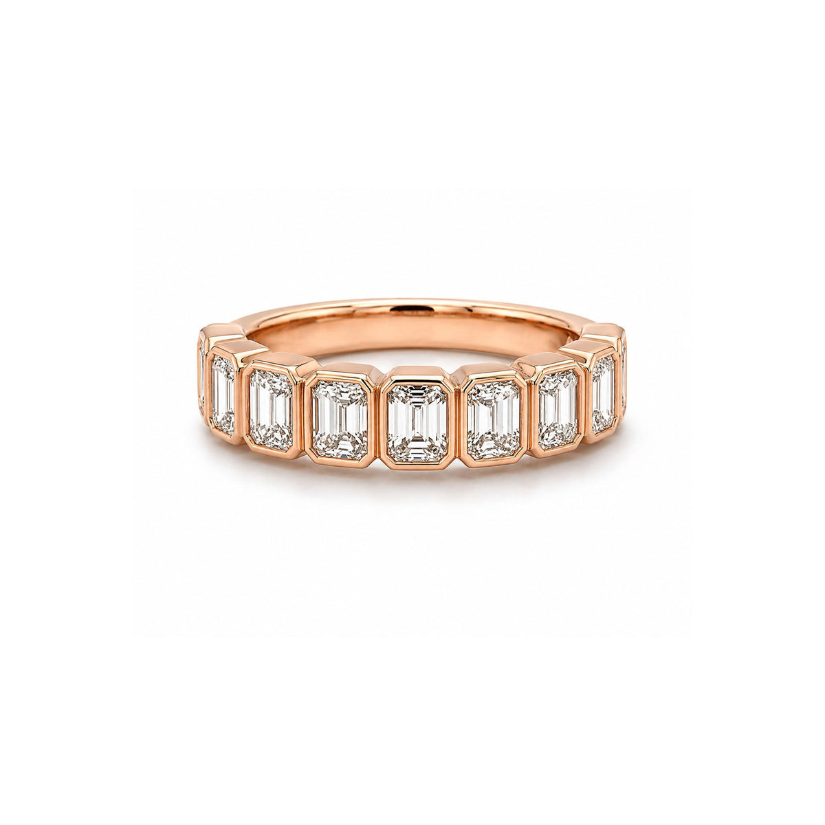 Emerald Cut Diamond Bezel-Set Halfway Band - DRDRA10264
