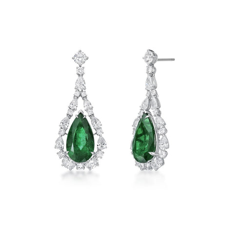 Emerald Diamond Drop Earrings-Emerald Diamond Drop Earrings - EEKHN00109