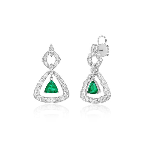 Emerald Diamond Drop Earrings-Emerald Diamond Drop Earrings - EEKHN00117