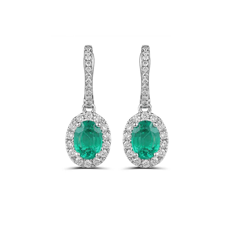 Emerald Diamond Drop Earrings-Emerald Diamond Drop Earrings - EERTJ00037