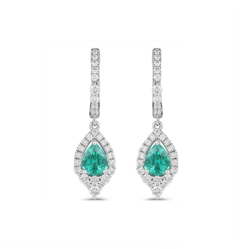 Emerald Diamond Drop Earrings-Emerald Diamond Drop Earrings - EERTJ00046
