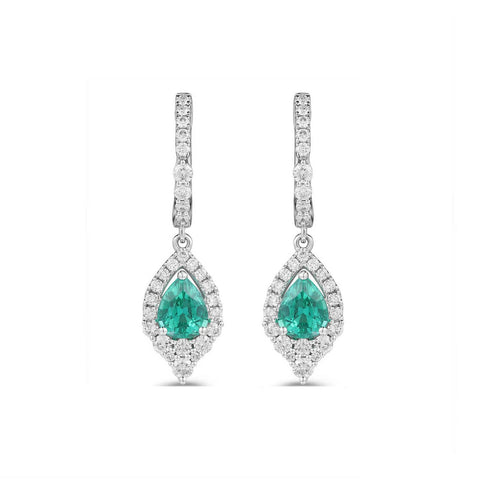 Emerald Diamond Drop Earrings-Emerald Diamond Drop Earrings - EERTJ00046