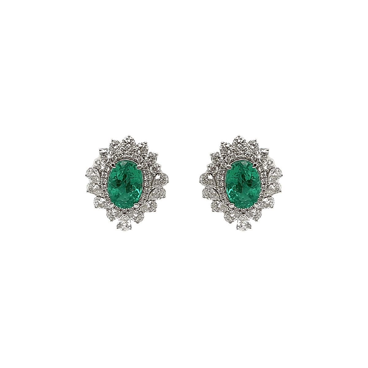 Emerald Diamond Earrings - EENEL00055