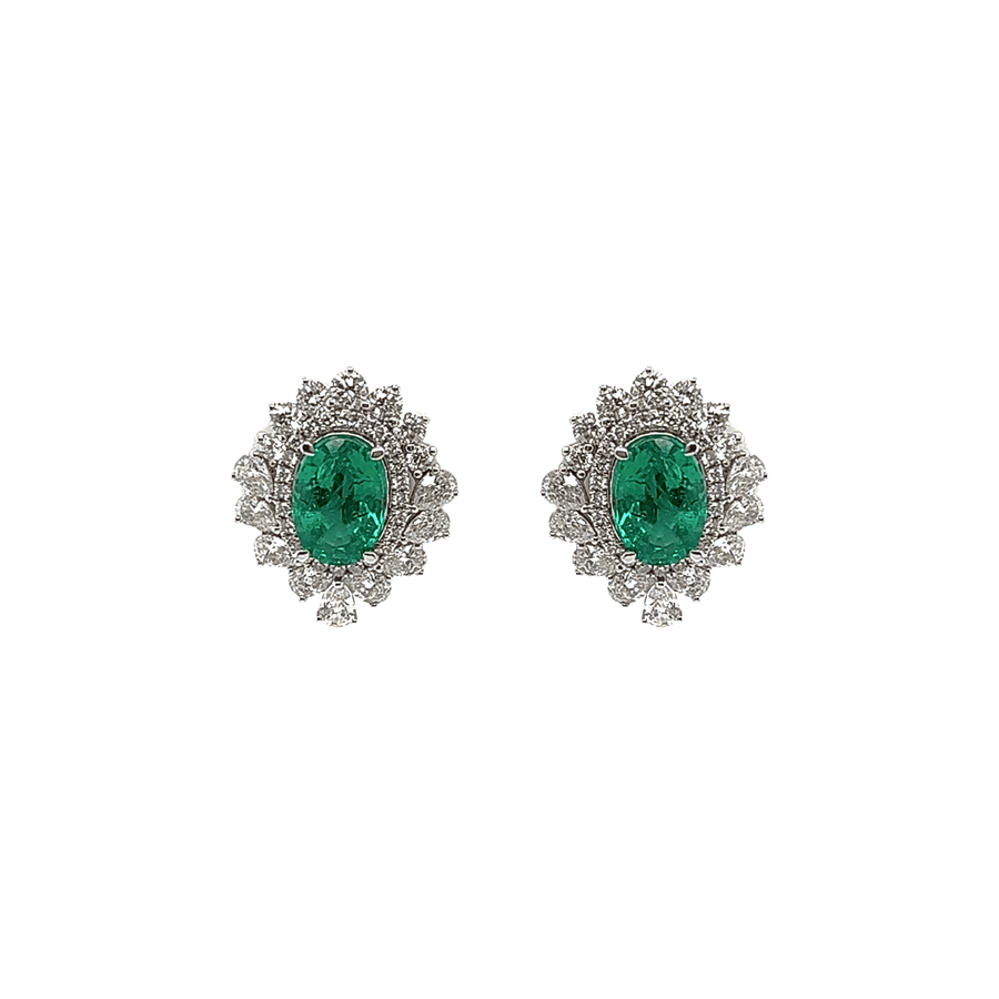 Emerald Diamond Earrings - EENEL00055
