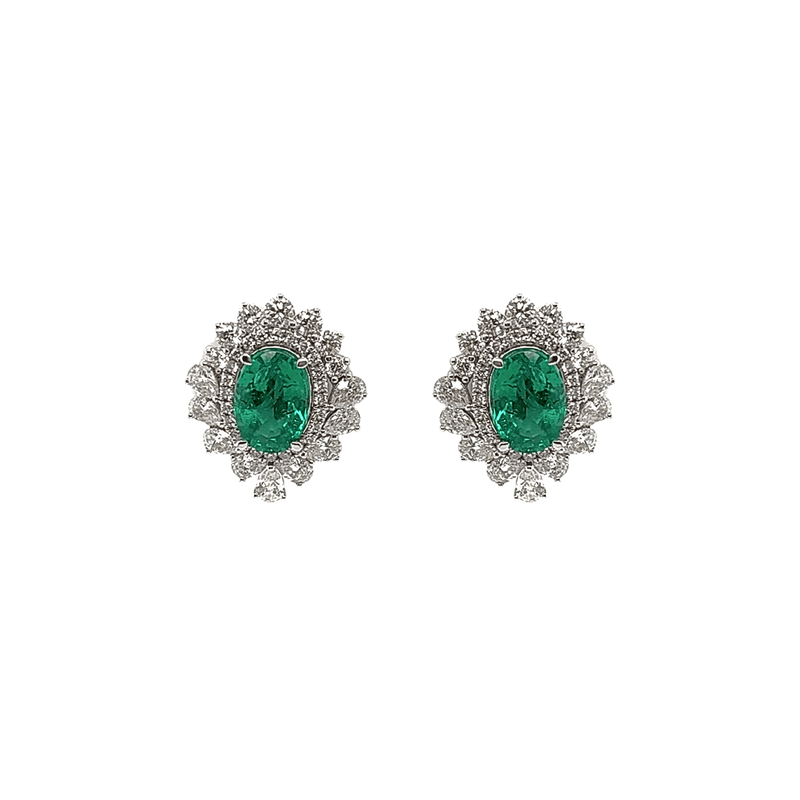 Emerald Diamond Earrings-Emerald Diamond Earrings - EENEL00055