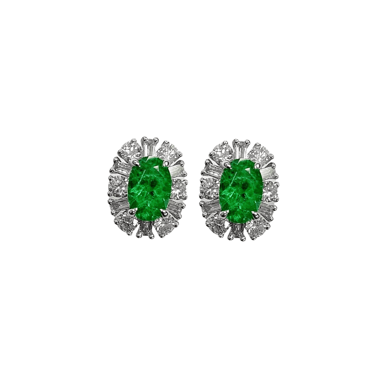 Emerald Diamond Earrings-Emerald Diamond Earrings - EREME027886