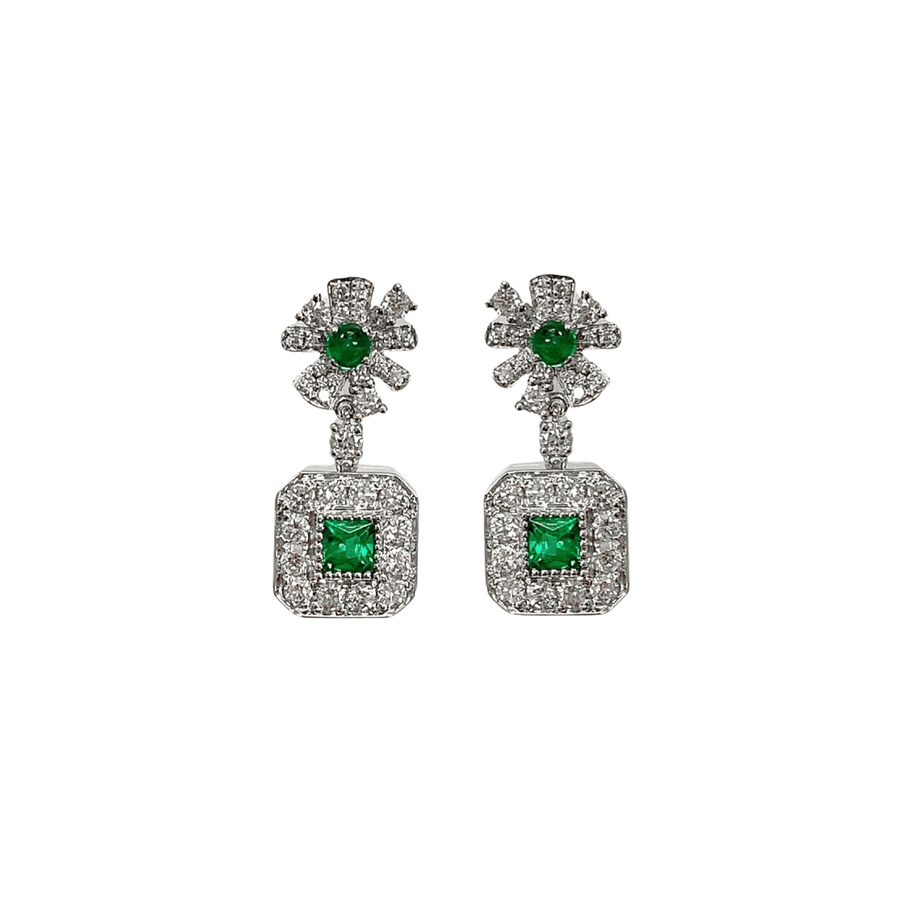 Emerald Diamond Earrings - EREME028012
