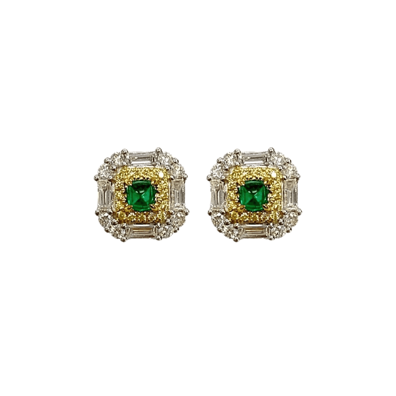 Emerald Diamond Earrings-Emerald Diamond Earrings - EREME028090