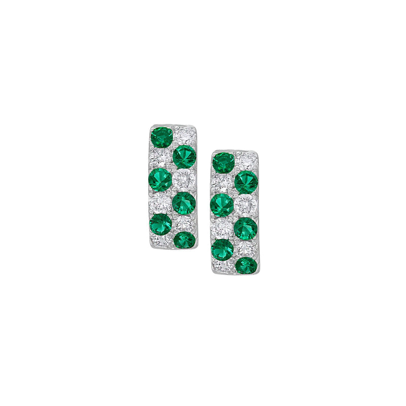 Emerald Diamond Huggie Earrings-Emerald Diamond Huggie Earrings - EESPK00158