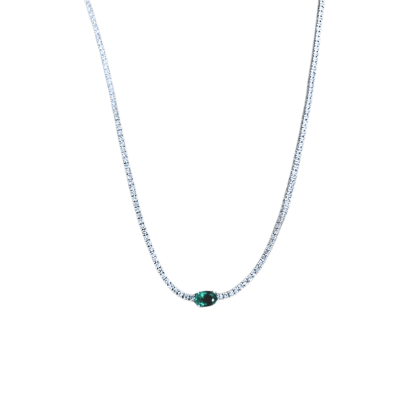 Emerald Diamond Necklace-Emerald Diamond Necklace ENRTJ00046