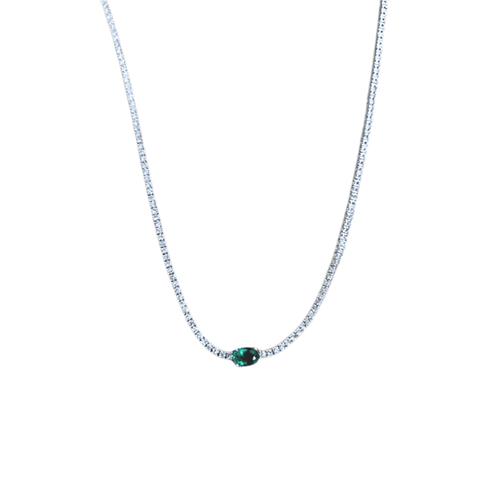 Emerald Diamond Necklace-Emerald Diamond Necklace ENRTJ00046