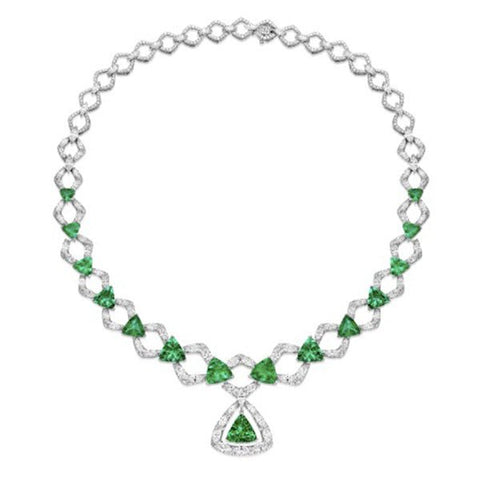Emerald Diamond Necklace-Emerald Diamond Necklace - ENKHN00117
