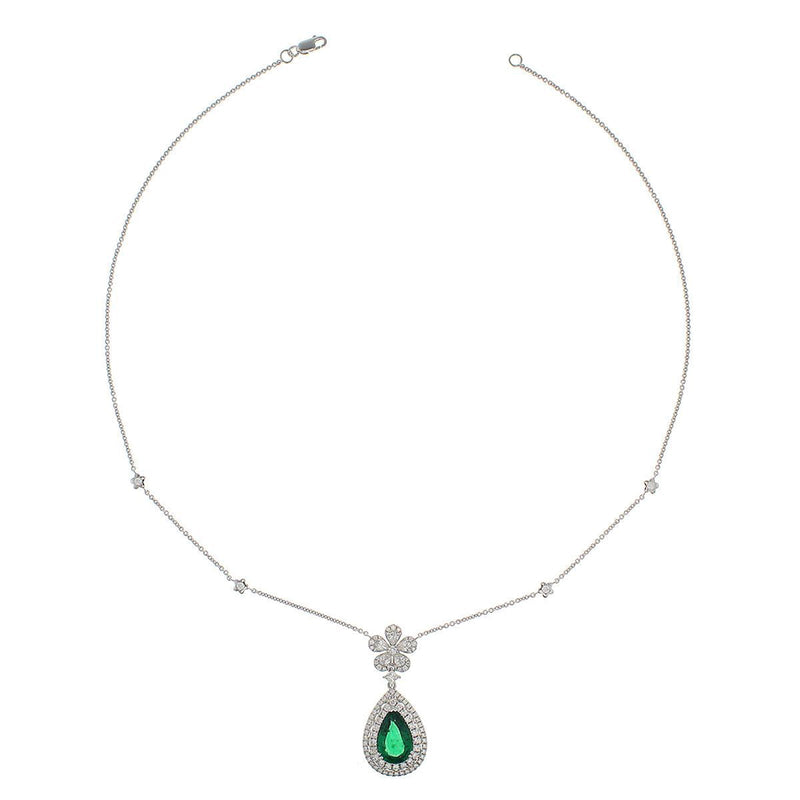 Emerald Diamond Necklace-Emerald Diamond Necklace - ENRTJ00117
