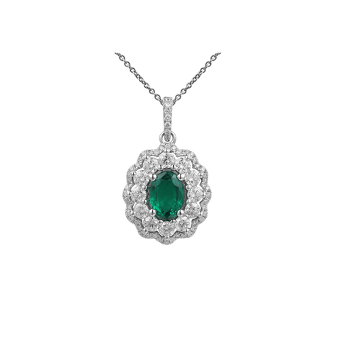 Emerald Diamond Necklace-Emerald Diamond Necklace ENRTJ00133