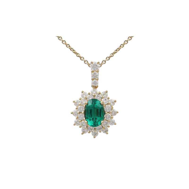 Emerald Diamond Necklace-Emerald Diamond Necklace - ENRTJ00158